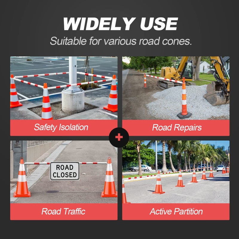 RoadHero 2 Pack 4 FT to 6.9 FT Retractable Cone Bar, Expandable Traffic Cone Bars for Parking Lots, Extendable Barricade for Road Construction, White and Red, Cone Not Included - Image 4